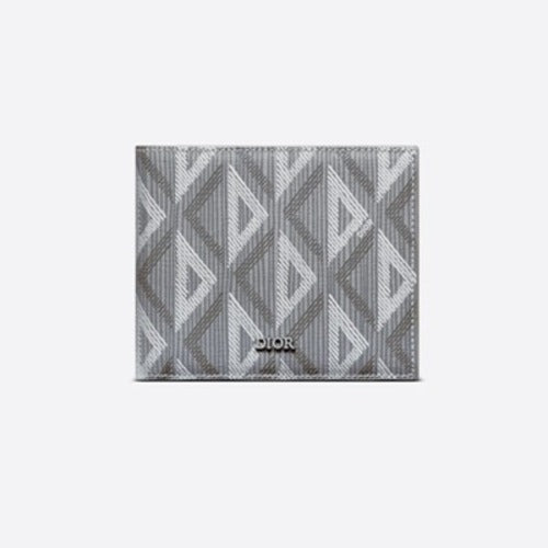 디올 CD 다이아몬드 캔버스 반지갑 그레이
