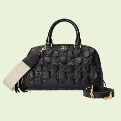 구찌 GG 마틀라세 레더 탑 핸들백 블랙 702242