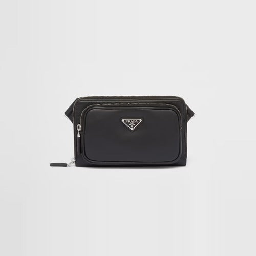 프라다 트라이앵글 로고 가죽 벨트백 블랙 2VH156