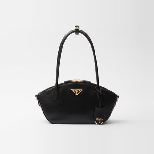 프라다 로고 스몰 가죽 핸드백 블랙 1BA427