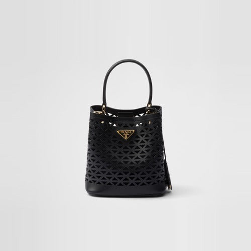 프라다 파니에 컷아웃 모티브 가죽 미니백 블랙 1BA217