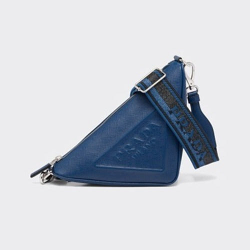 프라다 사파이노 가죽 트라이앵글 백 블루