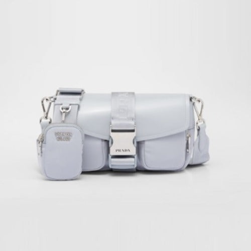 프라다 포켓 나일론 가죽 숄더백 콘플라워 블루 1BD295