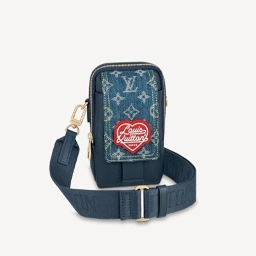 루이비통 플랩 더블 폰 파우치 블루 M81060