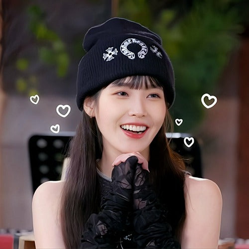 [국내배송/당일출고] 크롬하츠 시그니처 로고 자수 비니 블랙 (비,세훈,아이유,전소미,청하,하니 등 다수 연예인 착용)