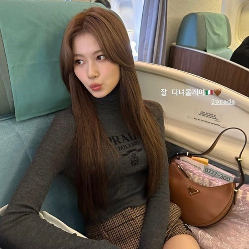 프라다 레더 호보 아바 숄더백 브라운 1BC194 (사나 착용)