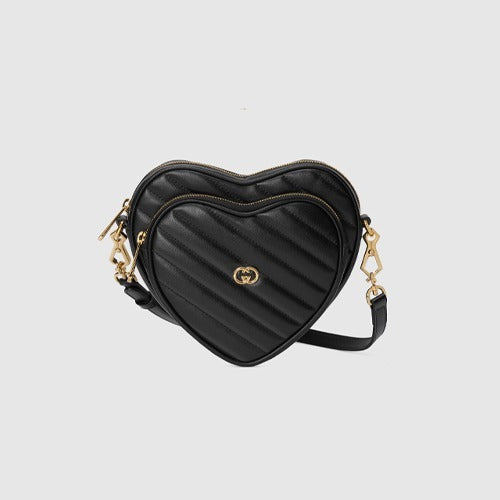 구찌 인터로킹 G 미니 하트 숄더백 블랙 751628