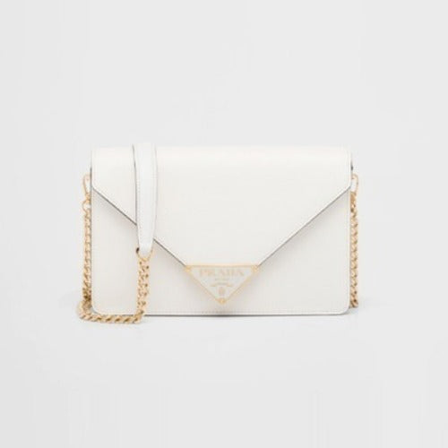 프라다 사피아노 가죽 체인 숄더백 화이트 1BD318