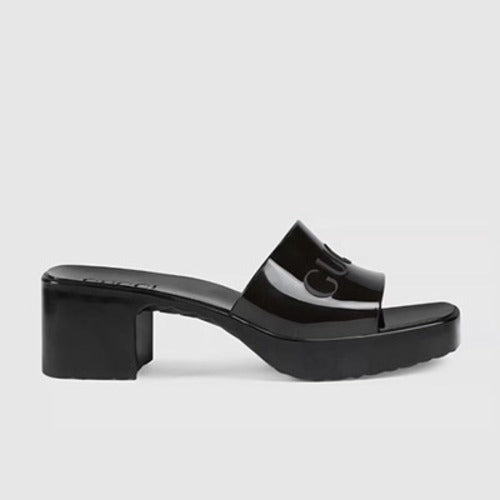 구찌 러버 슬라이드 샌들 624730 블랙