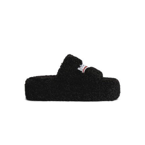 발렌시아가 웨이브 로고 시어링 플랫폼 슬라이드 블랙