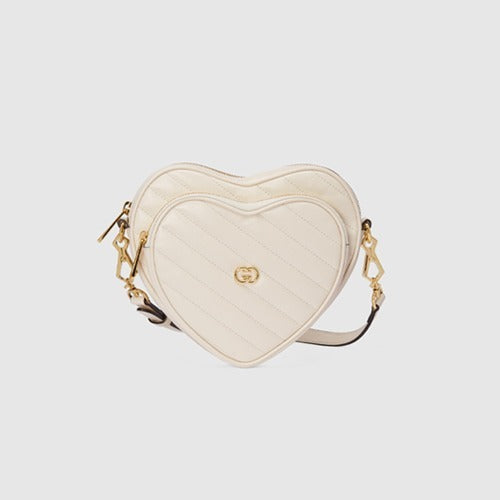 구찌 인터로킹 G 미니 하트 숄더백 화이트 751628