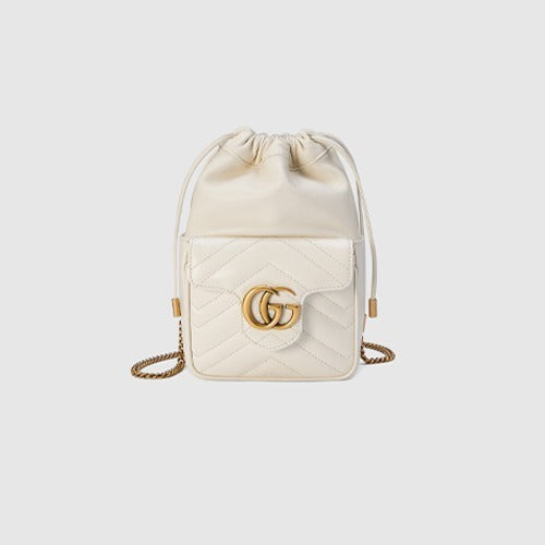 구찌 GG 마몬트 드로우스트링 미니 버킷백 화이트746433