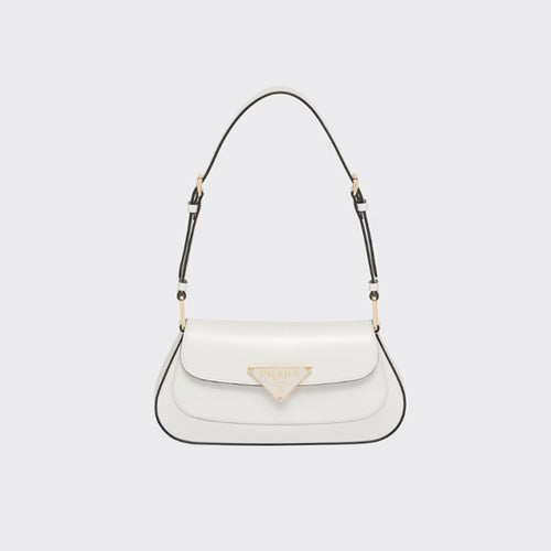 프라다 브러시드 가죽 숄더백 화이트 1BD345