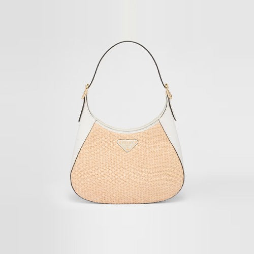 프라다 우븐 클레오 미디엄 숄더백 화이트 1BC179