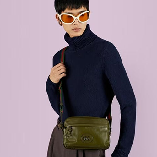 구찌 토널 더블 G 레더 숄더백 그린 725696