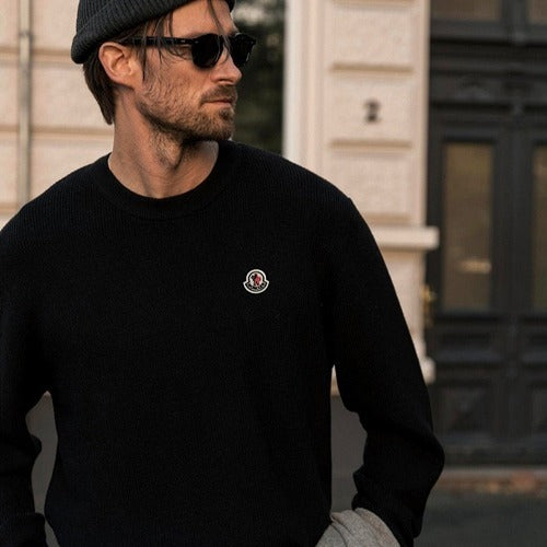 [국내배송/당일출고] 몽클레어 로고 패치 울 니트 블랙