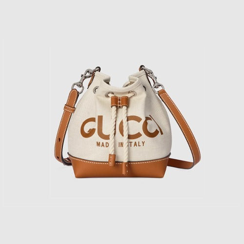 구찌 프린트 미니 버킷 숄더백 베이지 777166