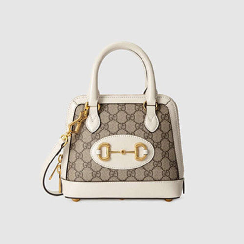 구찌 홀스빗 1955 미니 탑 핸들백 GG 수프림 화이트
