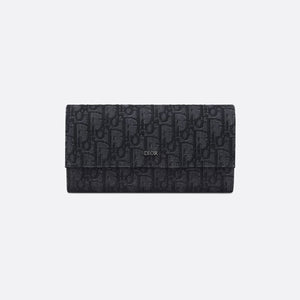 디올 오블리크 자카드 플랩 장지갑 블랙