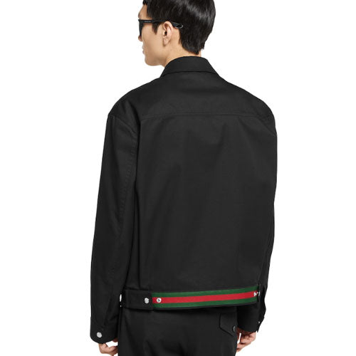 구찌 웹 디테일 코튼 트윌 재킷 블랙 827503