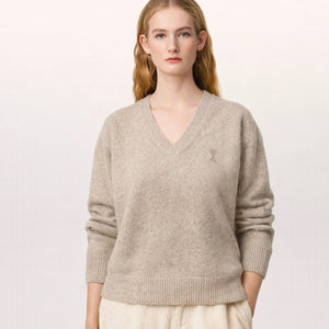 [국내배송] 아미 드 꾀흐 톤온톤 로고 브이넥 스웨터 여성용 4color