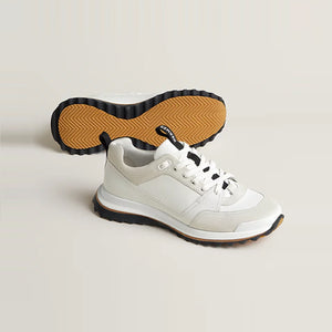 에르메스 카프스킨 및 스웨이드 리더 스니커즈 화이트