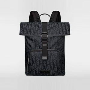 디올 트렉 지퍼 롤탑 백팩 블랙