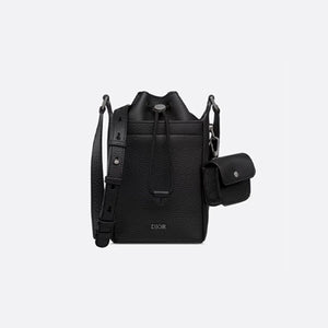 디올 그레인 송아지 가죽 미니 버킷백 블랙