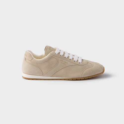 프라다 스웨이드 스니커즈 퍼미스 스톤