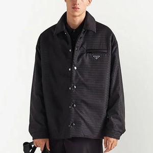 [국내배송] 프라다 리나일론 올오버 로고 셔츠 재킷 블랙