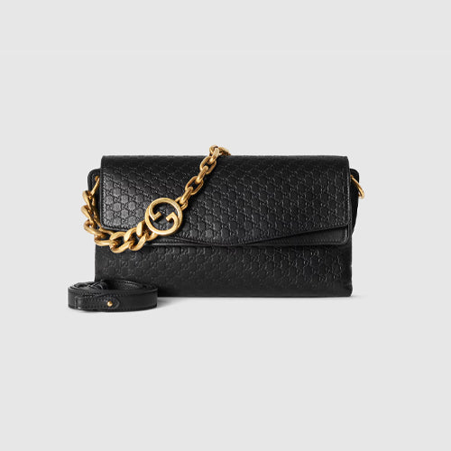 구찌 체인이 달린 미디엄 숄더백 블랙 857622