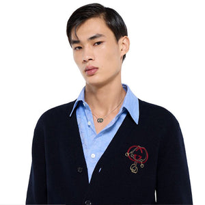 [국내배송] 구찌 심볼 장식 니트 가디건 네이비