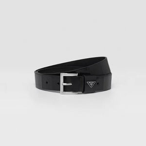 프라다 브러시드 가죽 메탈 로고 벨트 블랙 2CM248