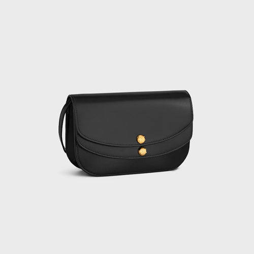 셀린느 샤이니 카프스킨 듀오 스트랩 지갑 미니백 블랙