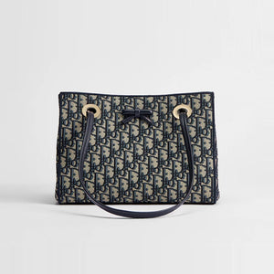 디올 오블리크 보우 쇼퍼백 스몰 베이지/블루