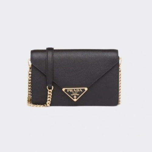 프라다 사피아노 가죽 체인 숄더백 블랙 1BD318