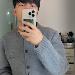 [국내배송] 미우미우 울 앤 나일론 니트 가디건 그레이 (이동휘,이재욱,김지은 착용)