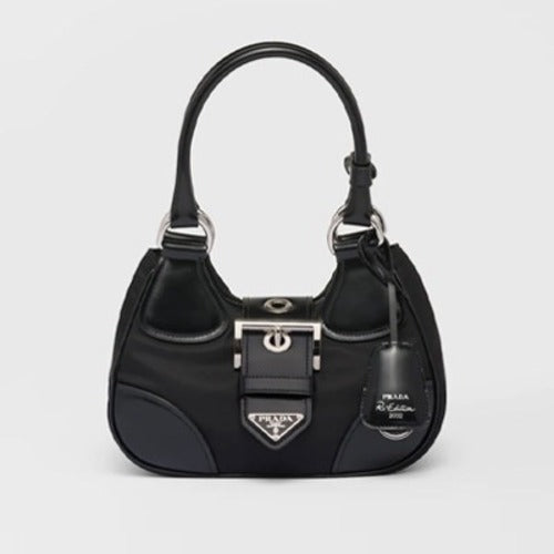 프라다 문 리나일론 가죽 핸드백 블랙 1BA381