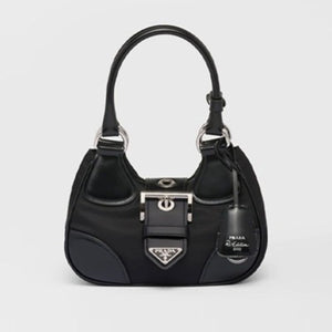 프라다 문 리나일론 가죽 핸드백 블랙 1BA381