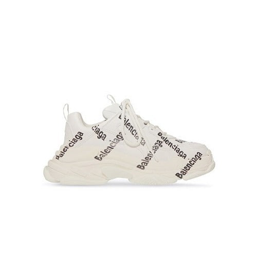 발렌시아가 트리플S 로고 프린트 스니커즈 화이트