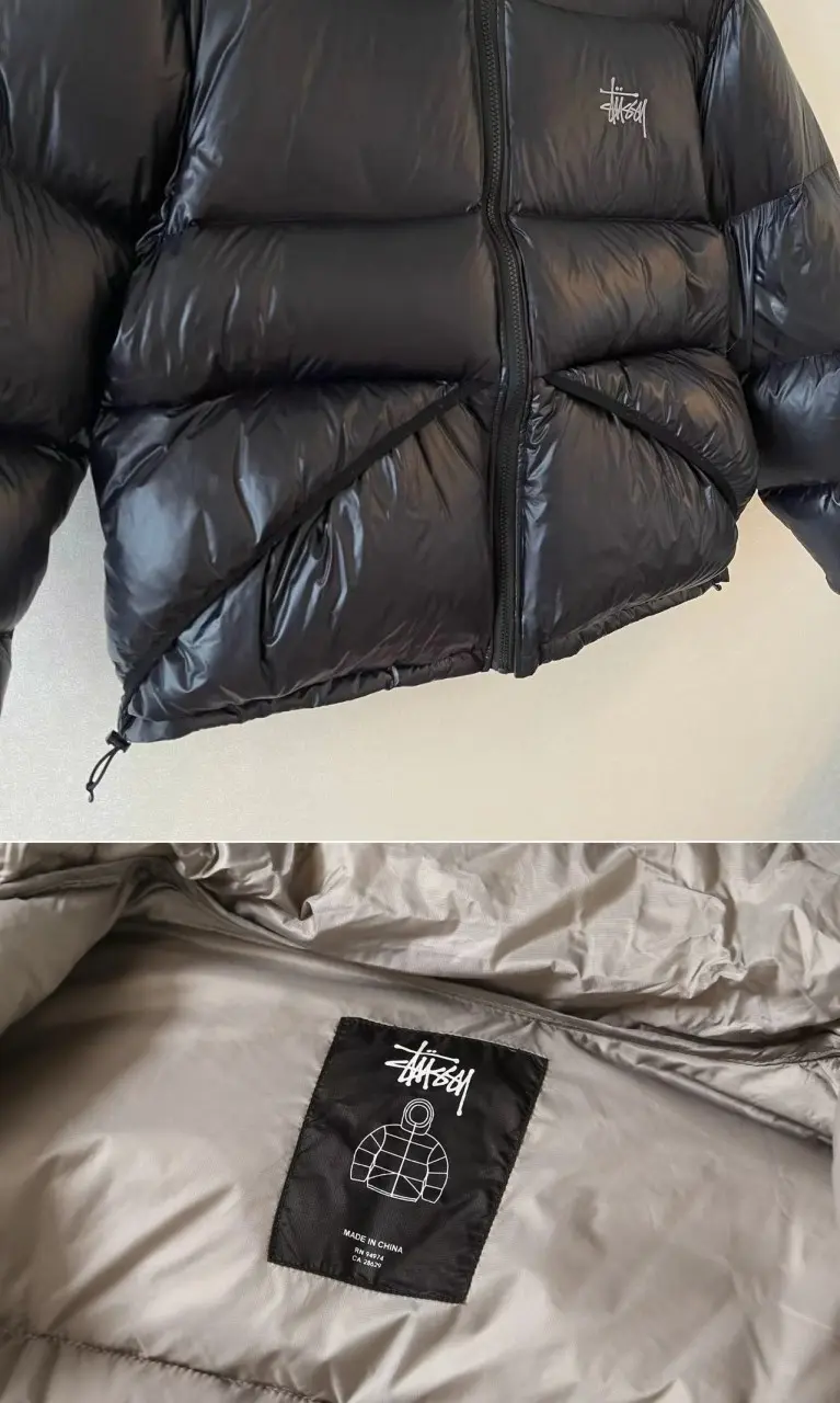 스투시 마이크로 립스탑 다운 파카 팬텀 블랙 판매 제품 실사