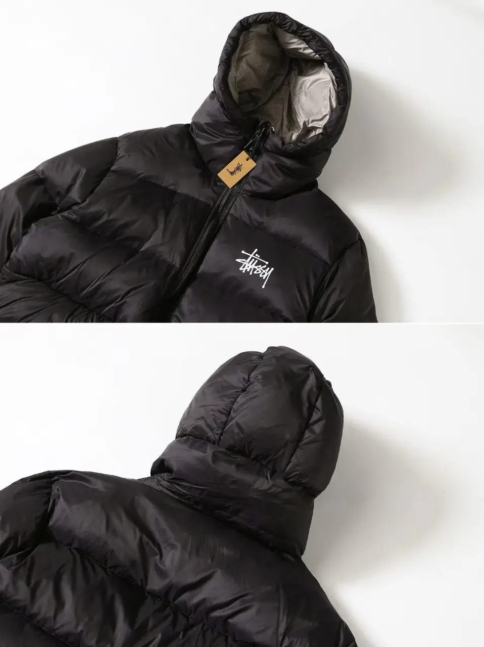 스투시 마이크로 립스탑 다운 파카 팬텀 블랙 판매 제품 실사
