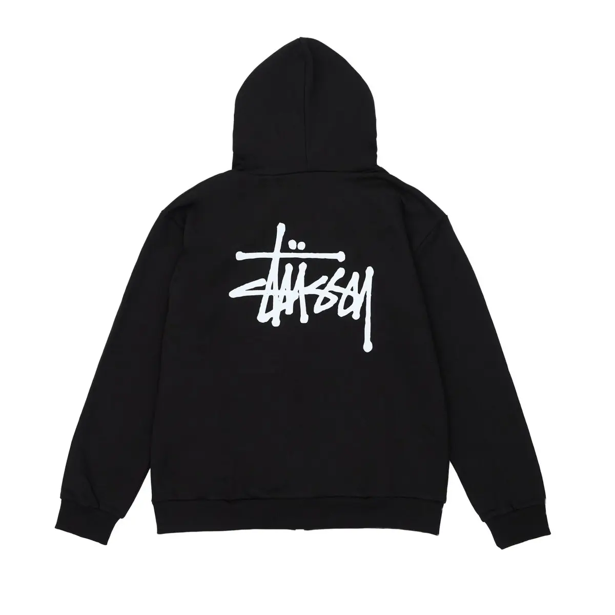 스투시 베이직 후드 집업 블랙 판매 제품 실사