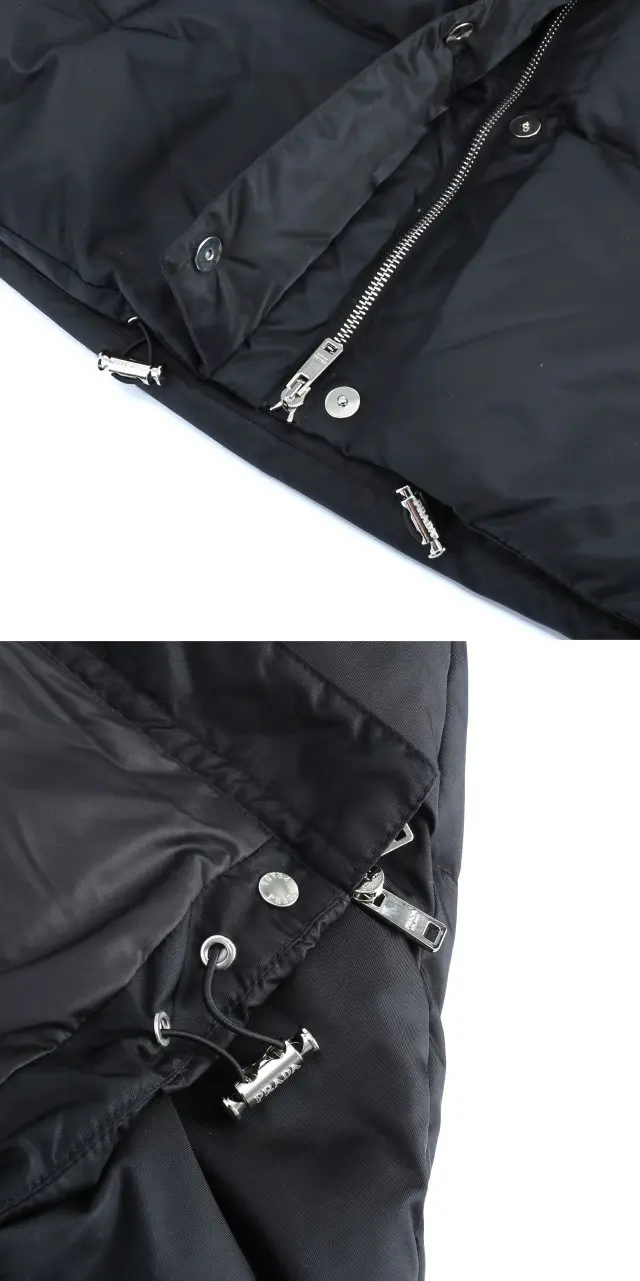 프라다 리나일론 포켓 다운 자켓 블랙 판매 제품 실사